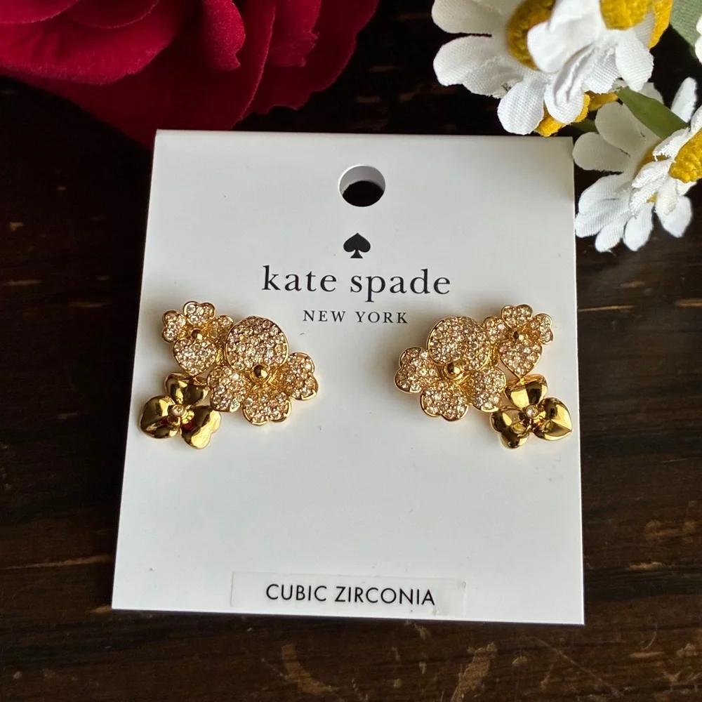kate spade gold-tone floral cluster stud earrings